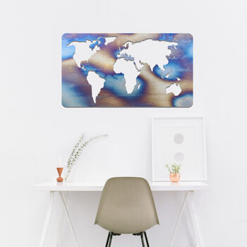 Metal World Map Wall Decor With Continents Design, 8 of 11