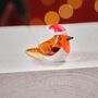 Hand Blown Tiny Glass Robin In Santa Hat, thumbnail 5 of 5