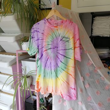 Personalised Hand Embroidered Tie Dye T Shirt, 6 of 10