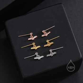 Extra Tiny Bat Drop Stud Earrings In Sterling Silver, 7 of 7