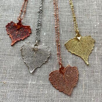 Cottonwood Real Leaf Necklace Small Size, Heart Shaped Natural Leaf, Mothers Day Gift Idea, 4 of 11