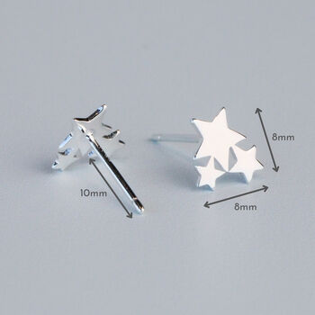 Sterling Silver Star Cluster Stud Earrings, 4 of 6