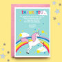 Personalised Thank You Note Cards With Rainbow Unicorn, thumbnail 2 of 2
