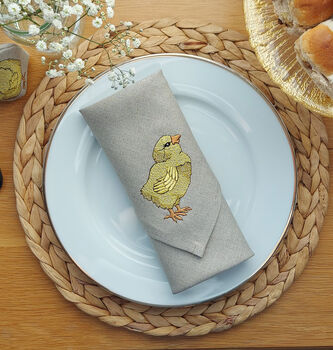 Set Of Two Embroidered Little Chick Napkins, 2 of 8