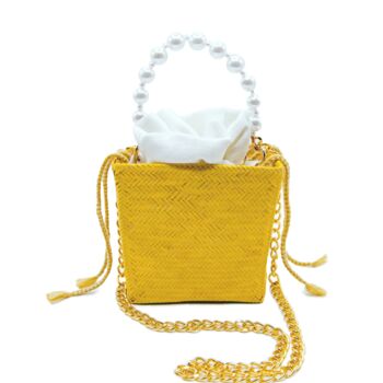 Tuparro Yellow Small Handwoven Straw Basket Bag, 2 of 7