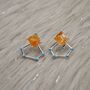 Raw Citrine,Turquoise Sterling Silver Earrings, thumbnail 5 of 8