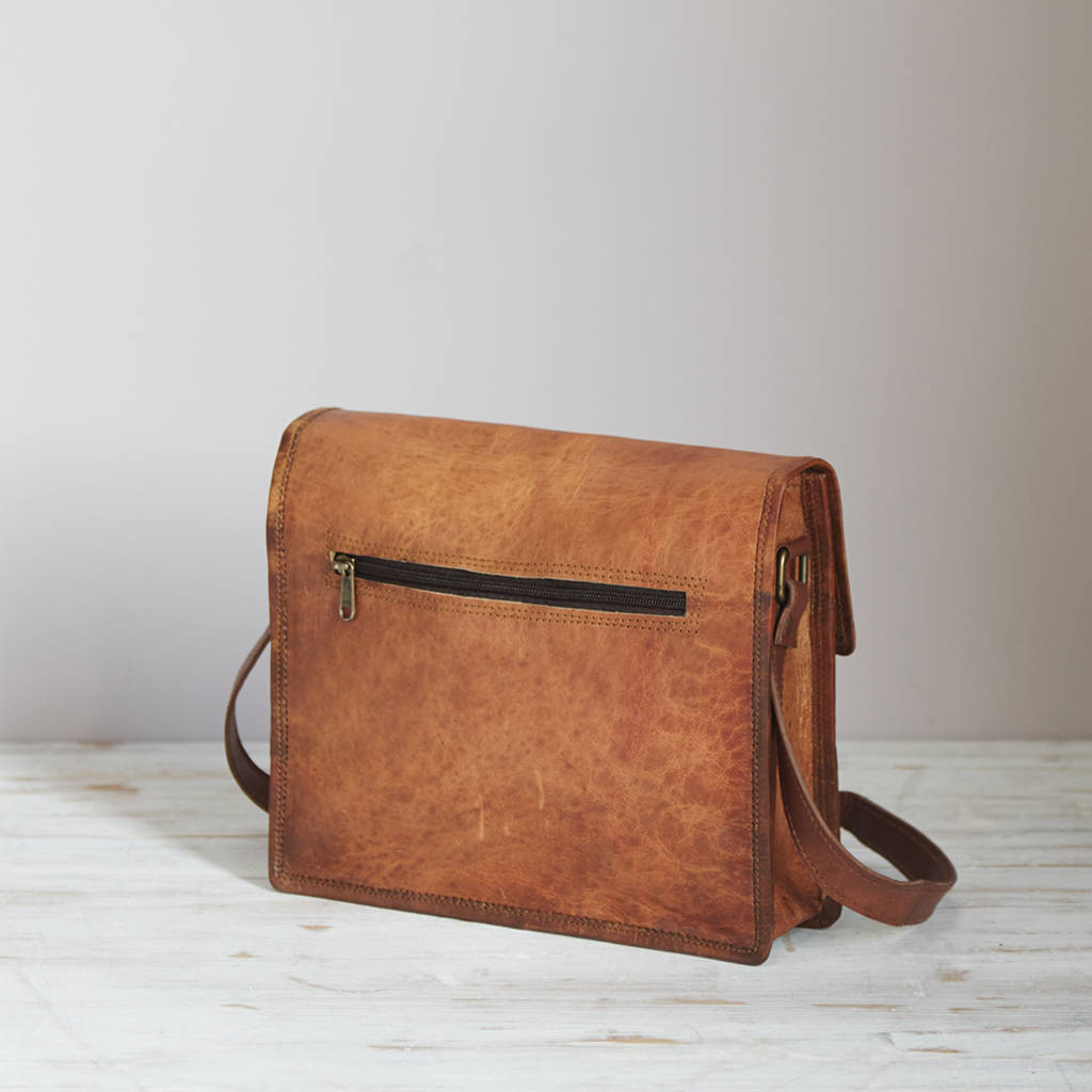Personalised Vintage Style Brown Leather Satchel Bag By Paper High ...