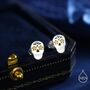 Sterling Silver Enamel Sugar Skull Stud Earrings, thumbnail 1 of 12