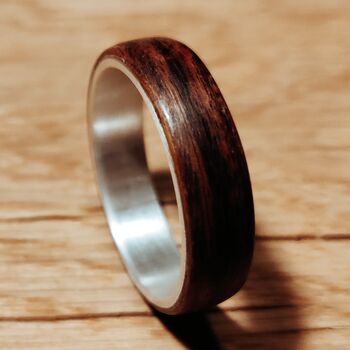 Silver And Santos Rosewood Ring, 4 of 9