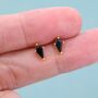 Sterling Silver Extra Tiny Black Cz Rhombus Stud Earrings, thumbnail 5 of 12