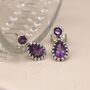 Teardrop Sterling Silver Amethyst Stud Earrings, thumbnail 6 of 10