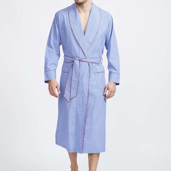 Men's Burford Stripe Cotton Robe, 2 of 5