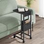 C Shaped Side Table With Fabric Storage And Castors, thumbnail 1 of 10