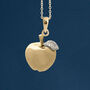 Yellow Gold Plated Apple For The Teacher Necklace, thumbnail 1 of 9