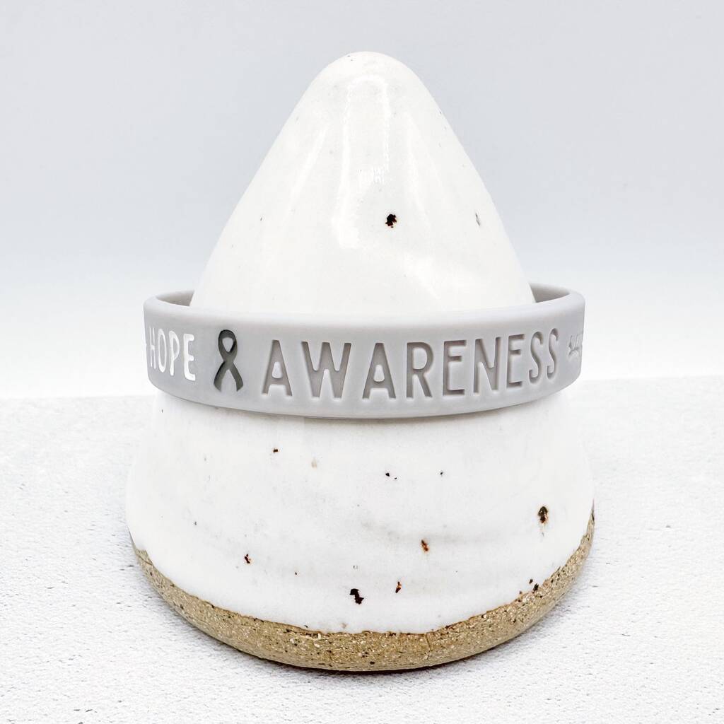 Grey Awareness Ribbon Bracelet Wristband, 1 of 8