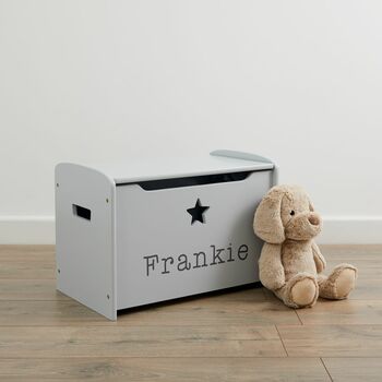 Personalised Grey Star Design Toy Box, 4 of 4
