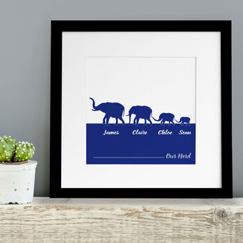 Personalised Herd Of Elephants Family Print, 4 of 7