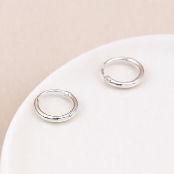 Mini Sterling Silver Huggie Sleeper Hoop Earrings – 10mm, 2 of 9