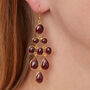 Garnet Cabochon Gold Plated Silver Chandelier Earrings, thumbnail 1 of 9