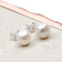 Cultured Pearl And Sterling Silver Stud Earrings, thumbnail 2 of 6