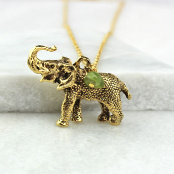 Personalised Elephant Birthstone Necklace, 3 of 11