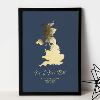Personalised Gold Map Print, Engagement Gift, 2 of 10