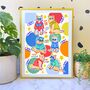 Cat Dad Print With Whimsical Cat Illustrations, thumbnail 1 of 3