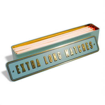 Extra Long Match Tin Storage Box Candle Gold Home Accessory Matches | Navy, 2 of 11
