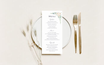 Wedding Menu Pastel Green And White Floral, 2 of 5