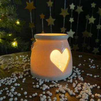 White Porcelain Cut Out Heart Tealight Holder, 2 of 2