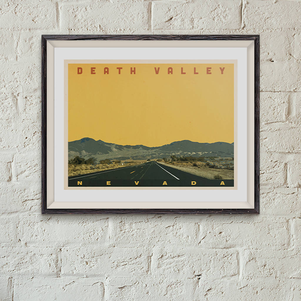 personalised death valley vintage style travel print by places & spaces