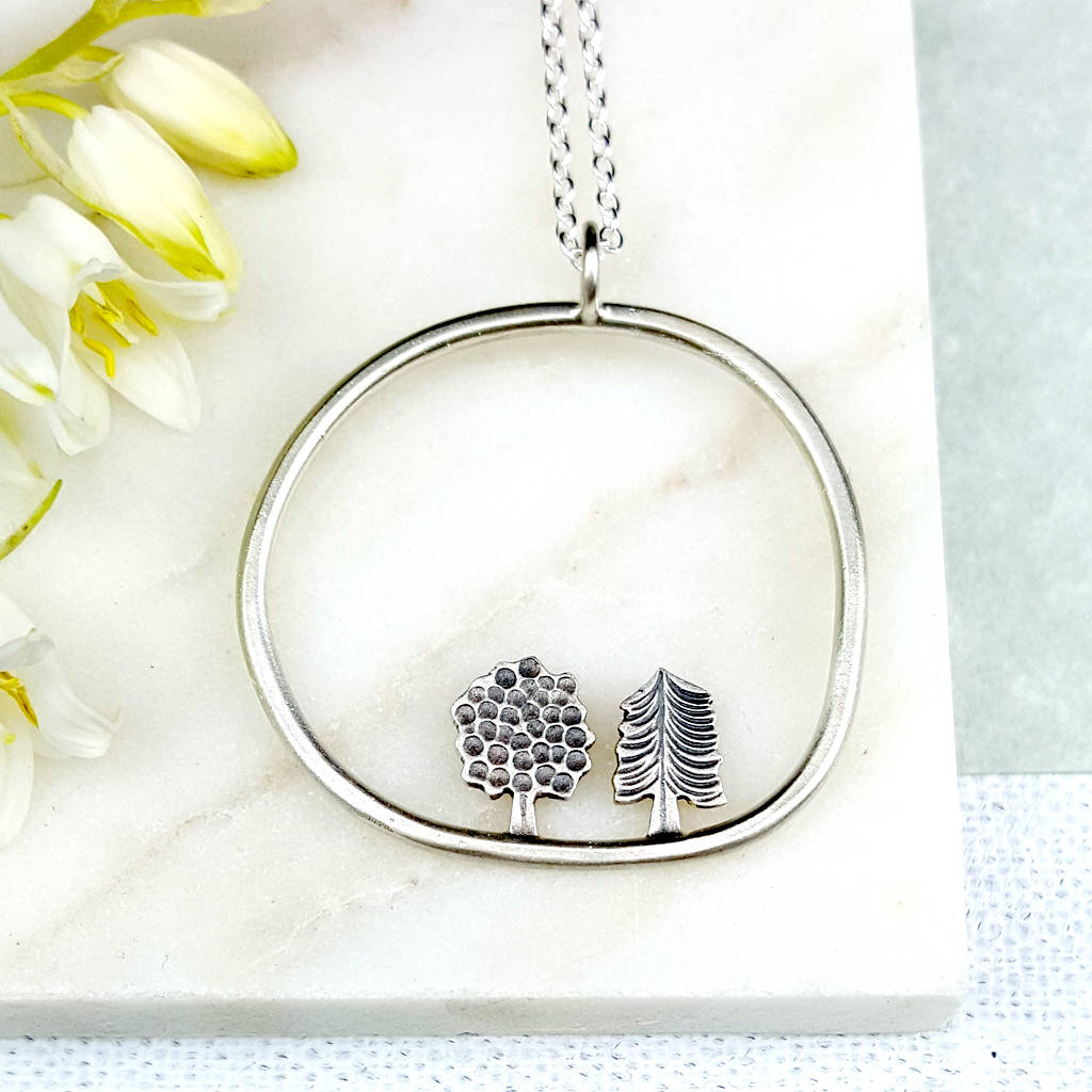 Personalised Tree Sterling Silver Pendant, 1 of 4
