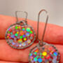 Small Disco Earrings With Silver Sparkles, thumbnail 3 of 12