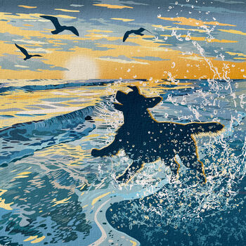 Labrador On A Seaside Shoreline Sunrise. A Limited Edition Dog Gift Print, 8 of 12