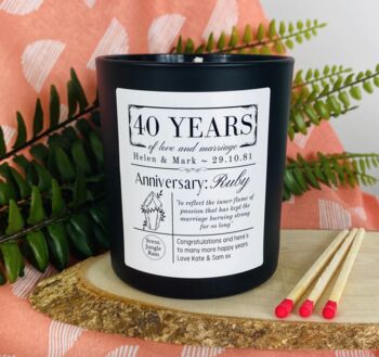 Personalised 40th Ruby Anniversary Meaning Candle, 3 of 11