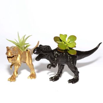Hand Painted T Rex Dinosaur Planter With A Plant, 7 of 7