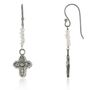 Wdts Tiny Cross And Pearl Drop Earrings, thumbnail 1 of 4