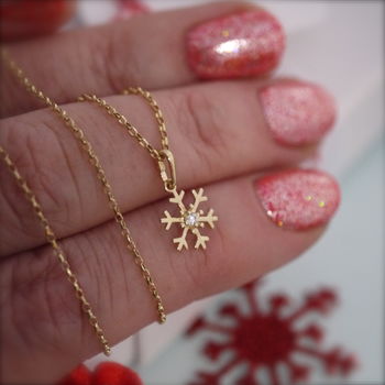 9ct Gold Snowflake Necklace, 4 of 5