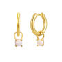 October Huggie Hoop Birthstone Charm Earrings, thumbnail 1 of 4