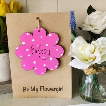 Personalised 'Be My Flowergirl' Wooden Flower Card, 2 of 5