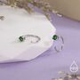 Sterling Silver Emerald Green Cz Huggie Hoop Threader Earrings, thumbnail 2 of 11