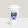 White Thermal Ceramic Travel Mug With Coat Of Arms, thumbnail 2 of 9