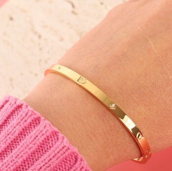 Minimalist Gold Polaris Guiding Heart Bangle Bracelet, 3 of 10