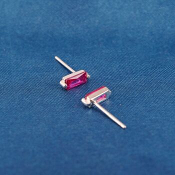 July Ruby Birthstone Stud Earrings, Gold Studs, Minimalistic Earrings, 3 of 7