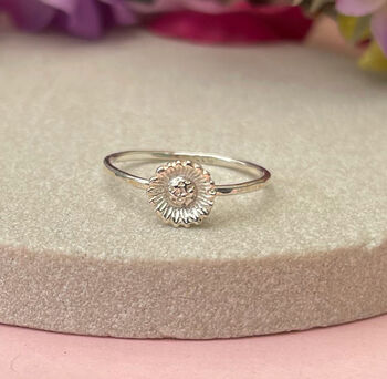 Sterling Silver Mini Sunflower Ring, 2 of 12