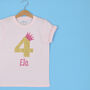 Personalised Birthday Princess Crown Kids T Shirt, thumbnail 1 of 4