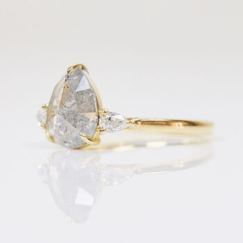 Icy Salt And Pepper Diamond Pear Shape Engagement Ring, 2 of 2