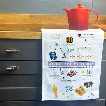 Personalised 30th Birthday Tea Towel Gift, 5 of 12