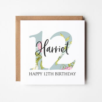 Floral Birthday Number Card One To 101 Personalised Card, 2 of 5