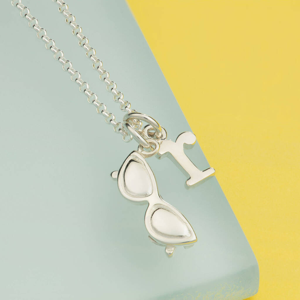 Personalised Silver Sunglasses Necklace By Lily Charmed